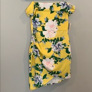 Yellow Flowered Off the Shoulder Dress